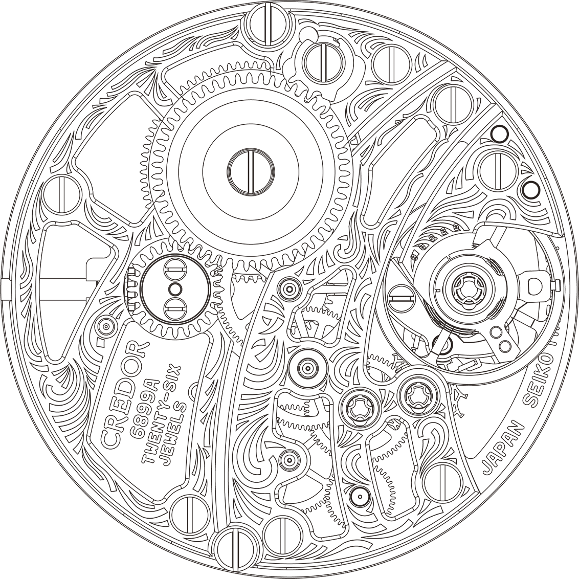 画像：スケルトンキャリバー6899 図面